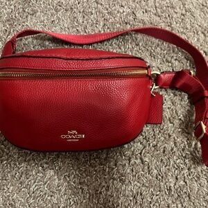 Red Leather Coach Fanny Pack